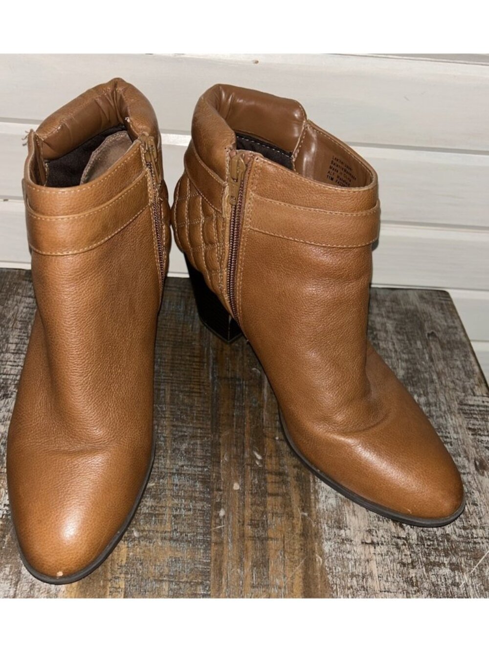 Alfani Sz US 11 Honey Brown Quilted Wakefield Chelsea Booties Side Zip Leather